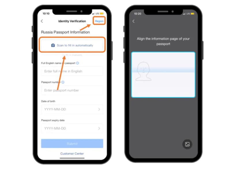Заполнение данных паспорта